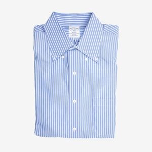 Brookes brothers blue stripped button up shirt